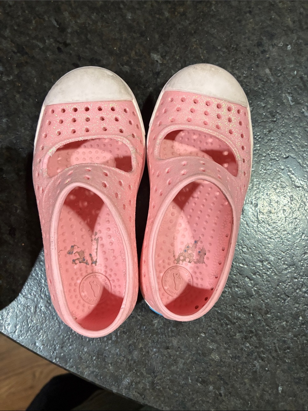 Native Kids Pink Mary Jane Water Shoes with White Toe Caps